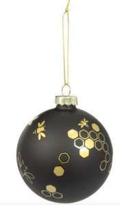 Bombka na choinkę czarna ze złotymi pszczołami śr.8cm Bombka na choinkę czarna ze złotymi pszczołami śr.8cm