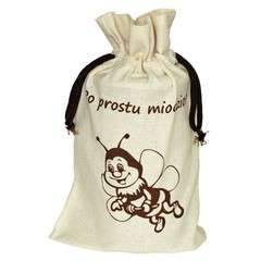 Woreczek ekologiczny na 1 słoik 900 lub 500 ml pszczółka z napisem Woreczek ekologiczny na 1 słoik 900 lub 500 ml pszczółka z napisem