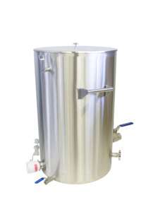 Odstojnik nierdzewny 200kg z zaworem nierdzewnym 5/4" z płaszczem grzewczym, z uchwytami Odstojnik nierdzewny 200kg z zaworem nierdzewnym 5/4" z płaszczem grzewczym, z uchwytami