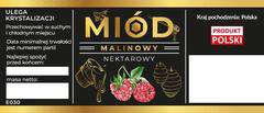 Etykiety na miód malinowy nektarowy czarne opakowanie 100 szt Etykiety na miód malinowy nektarowy czarne opakowanie 100 szt