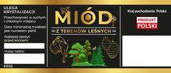 Etykiety na miód z terenów leśnych czarne opakowanie 100 szt Etykiety na miód z terenów leśnych czarne opakowanie 100 szt