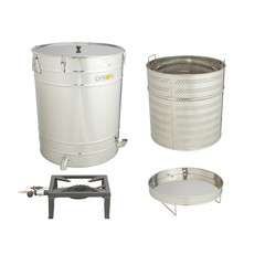 Topiarka do wosku okrągła na bazie odstojnika nierdzewnego 100L+ palnik gazowy Topiarka do wosku okrągła na bazie odstojnika nierdzewnego 100L+ palnik gazowy