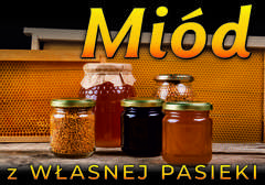 Tablica informacyjna duża Słoiczki z miodami i pyłkiem na tle ramek z węzą Tablica informacyjna duża Słoiczki z miodami i pyłkiem na tle ramek z węzą