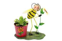 Dekoracyjna doniczka z pszczołą i słonecznikiem Dekoracyjna doniczka z pszczołą i słonecznikiem