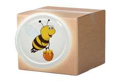 Nakrętka mała, Fi66/4, Pszczółka na białym tle, karton 1050 szt. Nakrętka mała, Fi66/4, Pszczółka na białym tle, karton 1050 szt.