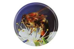 Nakrętka FI82/6 metalowa pszczoła na kwiatku jabłoni NEW-50 szt opakowanie Nakrętka FI82/6 metalowa pszczoła na kwiatku jabłoni NEW-50 szt opakowanie