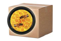 Nakrętka fi82/6 Czarna z dwiema pszczołami i plastrem karton 660 szt. Nakrętka fi82/6 Czarna z dwiema pszczołami i plastrem karton 750 szt.