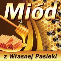 Baner reklamowy graficzny MIÓD Z WŁASNEJ PASIEKI 1x1m Baner reklamowy graficzny MIÓD Z WŁASNEJ PASIEKI 1x1m