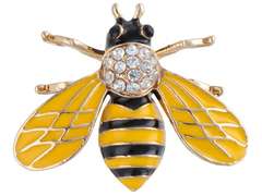 Broszka ozdobna Pszczoła żółta z cyrkoniami 
