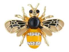 Broszka ozdobna Pszczoła z cyrkoniami i czarną perłą Broszka ozdobna Pszczoła z cyrkoniami i czarną perłą