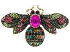 Broszka ozdobna duża z kolorowymi cyrkoniami Broszka ozdobna duża z kolorowymi cyrkoniami