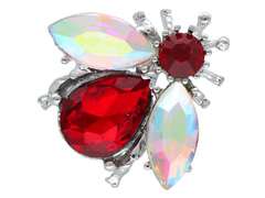 Broszka ozdobna mała Pszczoła czerwona kryształki Broszka ozdobna mała Pszczoła czerwona kryształki