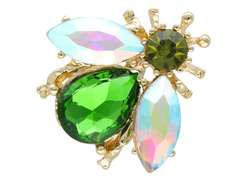 Broszka ozdobna Pszczoła mała zielone kryształki Broszka ozdobna Pszczoła mała zielone kryształki