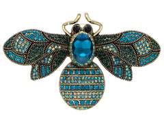 Broszka ozdobna duża z cyrkoniami niebieska Broszka ozdobna duża z cyrkoniami niebieska