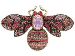 Broszka ozdobna duża z cyrkoniami różowa Broszka ozdobna duża z cyrkoniami różowa