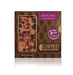 Czekolada mleczna z czarną porzeczką bez cukru 85g Czekolada mleczna z czarną porzeczką bez cukru 85g