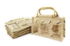 Komplet 5 sztuk Torebek jutowych ze wzorem pszczoły na 3 słoiki 500g Komplet 5 sztuk Torebek jutowych ze wzorem pszczoły na 3 słoiki 500g