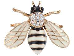 Broszka z cyrkoniami Pszczoła biało-czarna Broszka z cyrkoniami Pszczoła biało-czarna