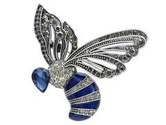 Broszka Pszczoła w locie niebieska z cyrkoniami Broszka Pszczoła w locie niebieska z cyrkoniami
