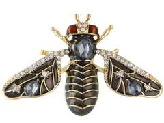 Broszka owad z cyrkoniami, ciemne skrzydełka Broszka owad z cyrkoniami, ciemne skrzydełka