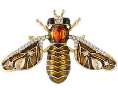 Broszka owad z cyrkoniami, brązowe skrzydełka Broszka owad z cyrkoniami, brązowe skrzydełka