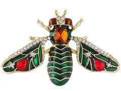 Broszka owad z cyrkoniami, zielone skrzydełka Broszka owad z cyrkoniami, zielone skrzydełka