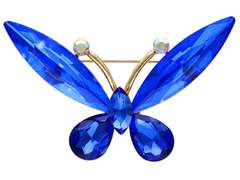 Broszka niebieski motyl, kryształki