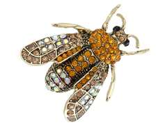 Broszka Pszczoła w kolorze złota z brązowymi cyrkoniami Broszka Pszczoła w kolorze złota z brązowymi cyrkoniami