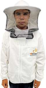 Bluza pszczelarska 4BEE rozpinana z kapeluszem XL - biała Bluza pszczelarska 4BEE rozpinana z kapeluszem XL - biała