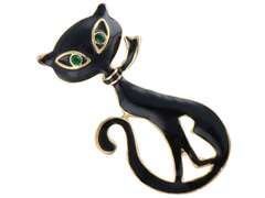 Broszka ozdobna z cyrkoniami Czarny Kot Broszka ozdobna z cyrkoniami Czarny Kot