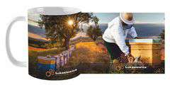 Kubek ceramiczny 330ml druk z pszczelarzem i logo Kubek ceramiczny 330ml druk z pszczelarzem i logo