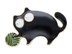 Broszka Kot z motkiem czarny Broszka Kot z motkiem czarny