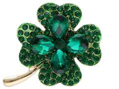 Broszka z cyrkoniami Koniczynka Czterolistna Broszka z cyrkoniami Koniczynka Czterolistna