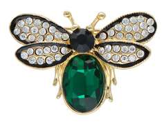 Broszka ozdobna Pszczoła z zielonym oczkiem i cyrkoniami Broszka ozdobna Pszczoła z zielonym oczkiem i cyrkoniami