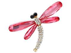 Broszka Ważka z cyrkoniami i różowymi skrzydłami Broszka Ważka z cyrkoniami i różowymi skrzydłami