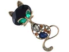 Broszka/wisior Kot z cyrkoniami w ciemnym kolorze Broszka/wisior Kot z cyrkoniami w ciemnym kolorze