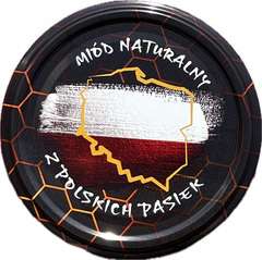 Nakrętka Fi82 czarna z flagą napis- 50szt Nakrętka Fi82 czarna z flagą napis- 50szt