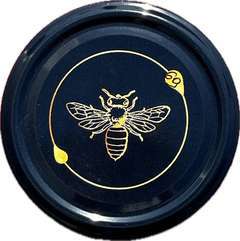 Nakrętka FI82 czarna ze złotą pszczołą NEW karton 660szt Nakrętka FI82 czarna ze złotą pszczołą NEW karton 660szt