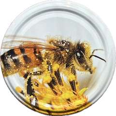 Nakrętka FI82 biała z oprószoną pyłkiem pszczołą 50szt Nakrętka FI82 biała z oprószoną pyłkiem pszczołą 50szt