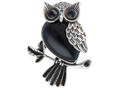 Broszka/wisiorek Sowa srebrno-czarna Broszka/wisiorek Sowa srebrno-czarna