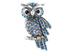 Broszka ozdobna Sowa z niebieskimi cyrkoniami Broszka ozdobna Sowa z niebieskimi cyrkoniami