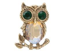 Broszka/wisiorek Sowa w kolorze złota z zielonymi oczami Broszka/wisiorek Sowa w kolorze złota z zielonymi oczami