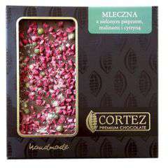 Czekolada mleczna z malinami, pieprzem i cytryną 85g Czekolada mleczna z malinami, pieprzem i cytryną 85g