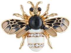 Broszka Pszczółka biało-czarna z cyrkoniami Broszka Pszczółka biało-czarna z cyrkoniami