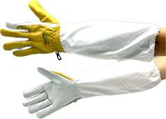 Rękawice pszczelarskie  skórzane  z zarękawnikami 4BEE rozmiar L Rękawice pszczelarskie  skórzane  z zarękawnikami 4BEE rozmiar L