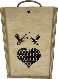 Skrzynka ozdobna prezentowa na 2 wina ze wzorem pszczoły Skrzynka ozdobna prezentowa na 2 wina ze wzorem pszczoły