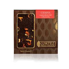 Czekolada ciemna z papryczkami chili i solą morską 85g Czekolada ciemna z papryczkami chili i solą morską 85g