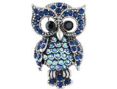 Broszka niebieska Sówka z cyrkoniami Broszka niebieska Sówka z cyrkoniami