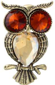 Broszka /wisiorek Sowa w kolorze złotym z brązowymi oczami Broszka /wisiorek Sowa w kolorze złotym z brązowymi oczami