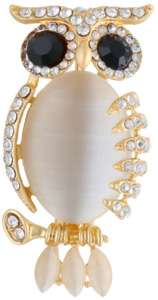 Broszka Sowa biała z czarnymi oczami Broszka Sowa biała z czarnymi oczami